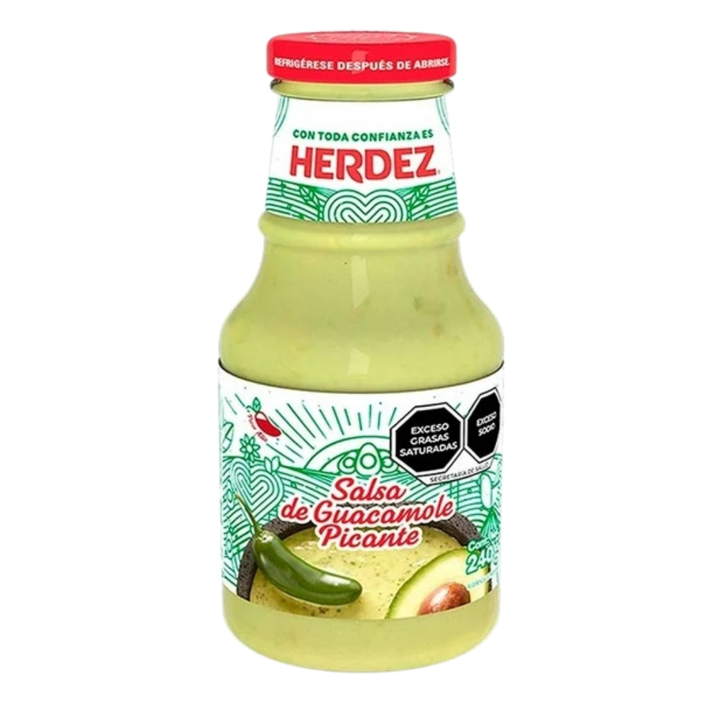 Salsa de Guacamole Picante Herdez 240 g – Sauce mexicaine épicée et crémeuse à l’avocat, disponible à Toulouse et livraison France
